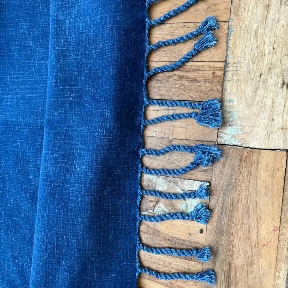 Pottery Barn Fringed Chambray Runner 108